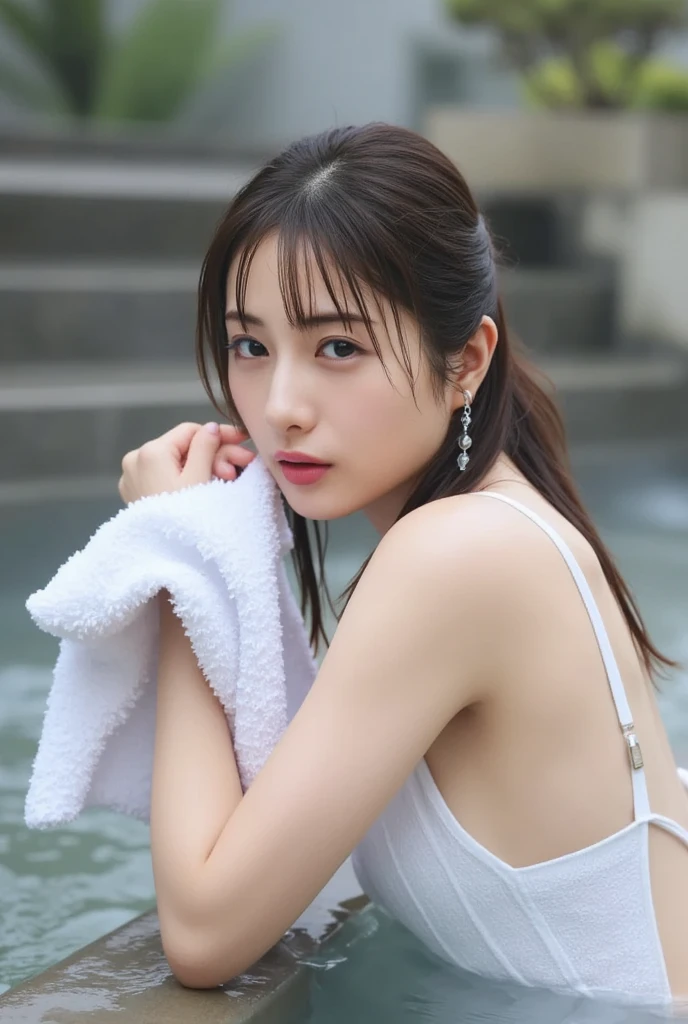 (highest quality,masterpiece:1.3,超High resolution),(Very detailed,Caustics,8k),(Realistic:1.4,RAW shooting),18-year-old,Japanese,cute,Black short hair,forward leaning posture,Waist up shot,Ultra-high definition 8K,highest quality,Very detailedな,masterpiece,Realistic,Rich details,Photographic realism,Very detailedな環境,Very detailedな照明,Very detailedな詳細,Photographic works,Painful expression,cry,目を開けてcry,(Lying in the cold river:1.5),Looking at the camera,Top view angle,,Natural light, bare skin above collarbone, Shoulder Bare Skin, masterpiece, highest quality, High resolution, View your viewers,