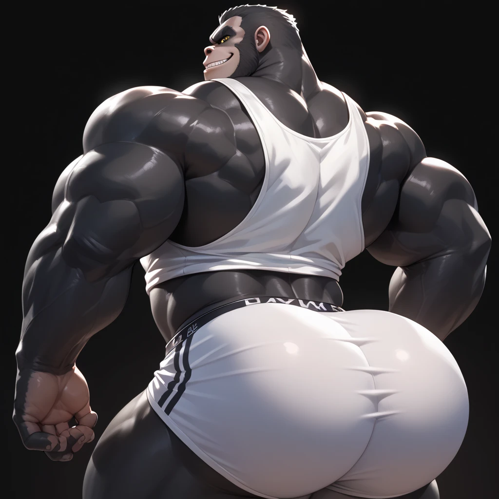 ((Masterpiece)),((Hight quality)),((Hught Detailed)),((Realistic,)) Anime Artistic masterpiece art, Obese Mr. Wolf (Bad guys) (massive obese, strong legs and arms, hairy, incredibly big looking) Long shot photo, Real life, Mr. Wolf (Bad Guys) (Massive, broad shoulders, strong legs and arms, hairy) Obese muscle citizen (massive obese, strong legs and arms, hairy, incredibly big looking), Anatomy of character, Sumo wrestler Furry character, and tiny thong, Anime cool Furry character, full body picture, He is Mr. Wolf from the movie The Bad Boys, he is in a laboratory where he is forced to drink a liquid that makes him gain weight every second, he gets fatter and fatter, his belly grows, his arms swell, his legs swell, his Butt is fat, and in the end he has a completely fat body, swollen and as big as a fat giant.