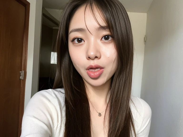 ((Highest quality)), ((8K)), ((masterpiece: 1.3)), (Perfect appearance), (Photorealism: 1.6), (MOR), (View from directly below: 1.2), (Naked Japan), (58 years old), ((Realistic skin texture)), (Fine wrinkles appear all over the skin), (Dullness), (Unmoisturized skin) , (Facial wrinkles), (Wrinkles around the eyes), double eyelid, Lower eyelid tear trough, (Dimples), Large front teeth, round face, Short bangs, Long wavy hair, She is smiling gently with the corners of her mouth raised, She is completely naked and posing sexy, Mature woman&#39;s loose figure, Small breasts, Small breasts, Flat Chest, Bedroom with morning sun streaming in, Strong sunlight, bright, She is smiling gently with the corners of her mouth raised,