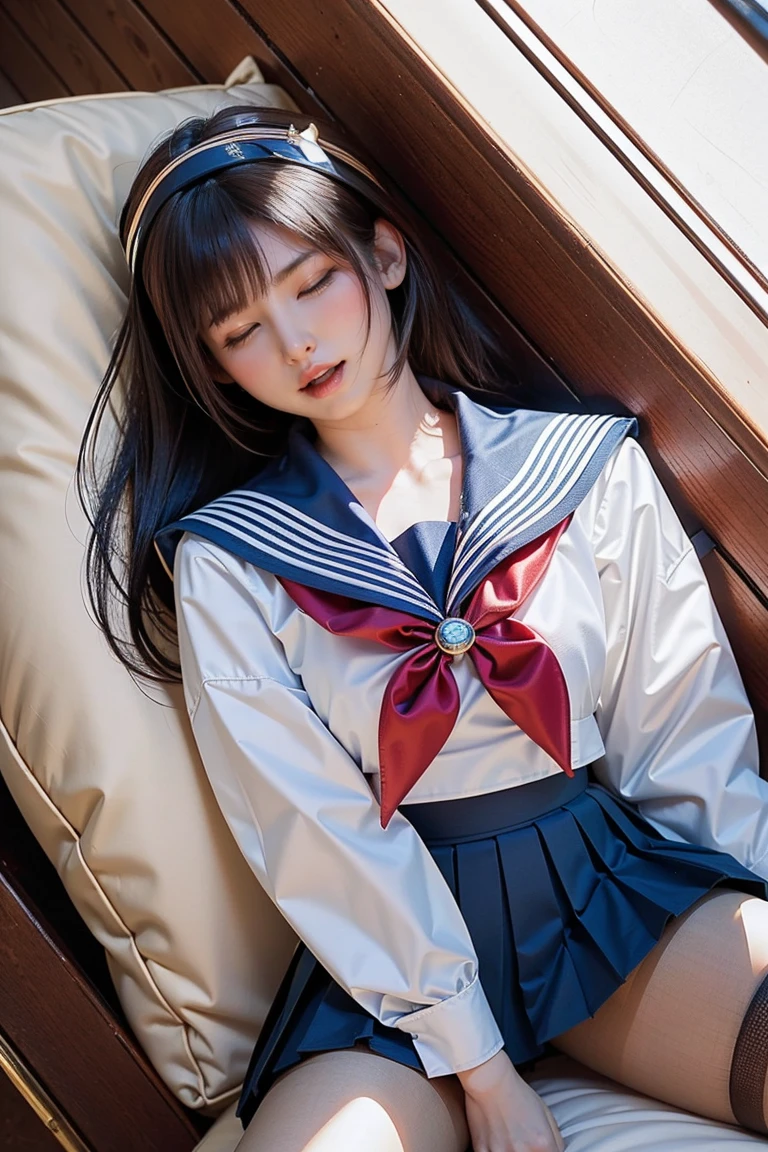 ((highest quality, 8K, masterpece :1.4,アニメ)), highest real,Sharpness:1.3, Perfect Body Beauty:1.4,super detailed face and skin texture,((Super Real,best quality)),(soft lighting),super detailed face, fine eyes, double eyelid,(ass pov),(((1 girl))),((make eye contact with the audience)),((Composition from the front:1.4)),fine detail,highly detailed face and eyes, (cute face:1.6), ((NSFW:1.6)), my sister,18years old,(huge breasts :2,beautiful areola,small areola),(Glowing skin),---//background//---(Inside the In school, in the classroom, bright room, large windows, sunlight shines in)---//Hairstyle//---(Beautiful BLACK hair:1.2,Loose and fluffy perm:1.4)---//expression//---(SMILE FACE:1.4)),--//Pause//---((lie on your back on the bed:1.8)),((open legs:1.6)),(penis in pussy),((cum in pussy:1.4)),(close up pussy:1.4))---//clothing//---((school uniform:1.4,sailor suit:1.4,RED RIBBON TIE:1.4)),((she is wearing an white shirt:1.5)),(RED SKIRT:1.2,Red and white check pattern:1.2))---//Titty fuck//---(((LONG penis, breasts blowjob, paizuri:1.5, penis is between breasts, penis in breasts, breast squeeze,press breasts together,Close your breast with both hands))),((Licking penis,like facial,cum in mouth))