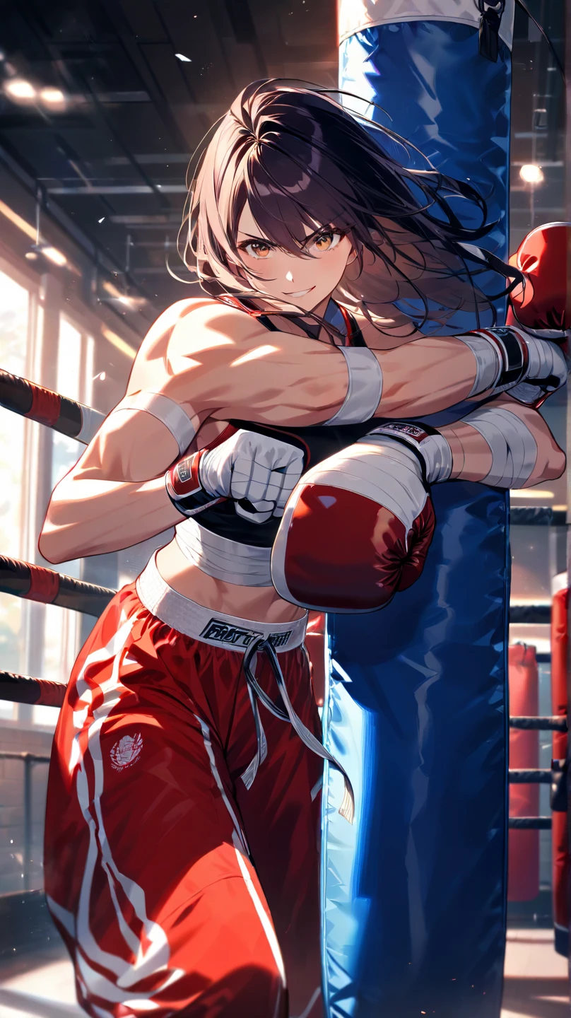 Boxing Counter、Men and women in チャイナドレス、Two people fighting
