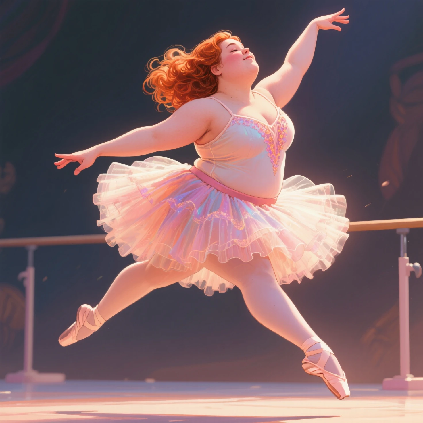 photorealistic portrait of Dressed animals - a fat faun ballet dancer,(attractive ballet posing), fluffy body, high quality,(lovely) ,intricate details, highly detailed ballet costume ,(happy), studio lighting,(full body image:1.5)