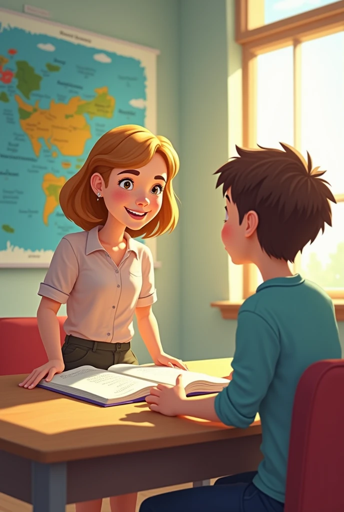 Student wirh glasses tutoring other students(drawing easy)