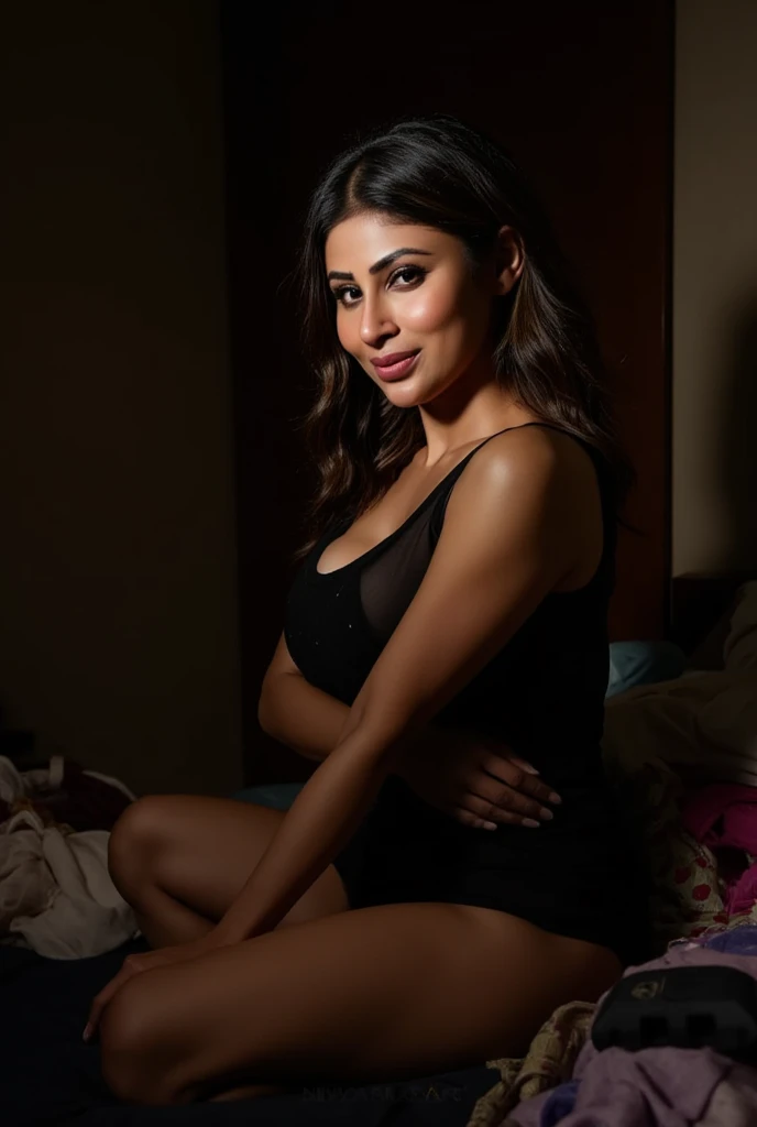 In this photograph, a beautiful trisha Instagram model in her mid-30s takes center stage, showcasing her figure and prominent chest showing cleavage. The image highlights her highly detailed face (1.4) and a soft smile (0.7). She is set against the backdrop of a moody, private study within her home. The photograph, captured by Lee Jeffries using a Nikon D850, features rich colors and lifelike textures, thanks to film stock photography on 4 Kodak Portra 400. With a camera f1.6 lens, the image boasts dramatic lighting and hyper-realistic detail, enhanced by Cinestill 800 film.
The model wears a vibrant, deep neck transparent sheer dress revealing cleavage. The meticulously captured photograph, in 8K resolution, utilizes cutting-edge techniques such as Cinema 4D and Octane Render. Studio lighting, HDR, and a smoky mist create a captivating ambiance, with a bokeh effect adding an artistic touch