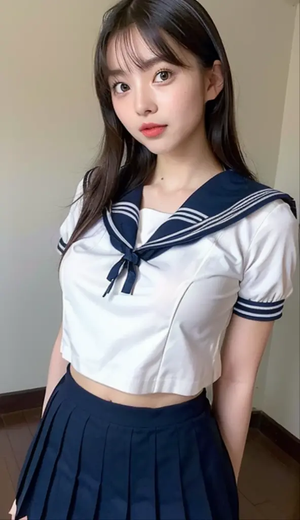 (Superior Quality, 8K, Masterpiece: 1.3)), Focus: 1.2, Perfect Woman: 1.8,:1.2, ((Layered Haircut, Breasts: 1.5)), Japan High School, Sailor Suit Worn by Japan High School Students,