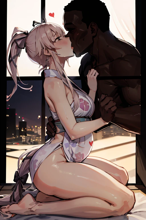 realistic, 1woman, white hair, purple eyes, glowing eyes, parted lips,, in the shower, giant breasts, naked, covered in soap, white 24 year old buff naked man with a large dick  , man in shower with her pinning her against the wall while has a rock hard boner , his hand are on her hips as he pushes her against the wall, they’re facing eachother as he pushed her up against the wall, the woman is shocked and surprised, his penis is long and erect and is lightly touching her skin, womans back against the wall, woman is being pushed into walling, woman is yelling, neither the woman nor the man are facing the camera, penetration, woman being penetrated by man, woman’s legs locked around the man’s waist, mans dick going into her vagina, shower is on, they’re both very wet, women being roughly fucked, woman isn’t facing camera , woman and man are facing eachother 