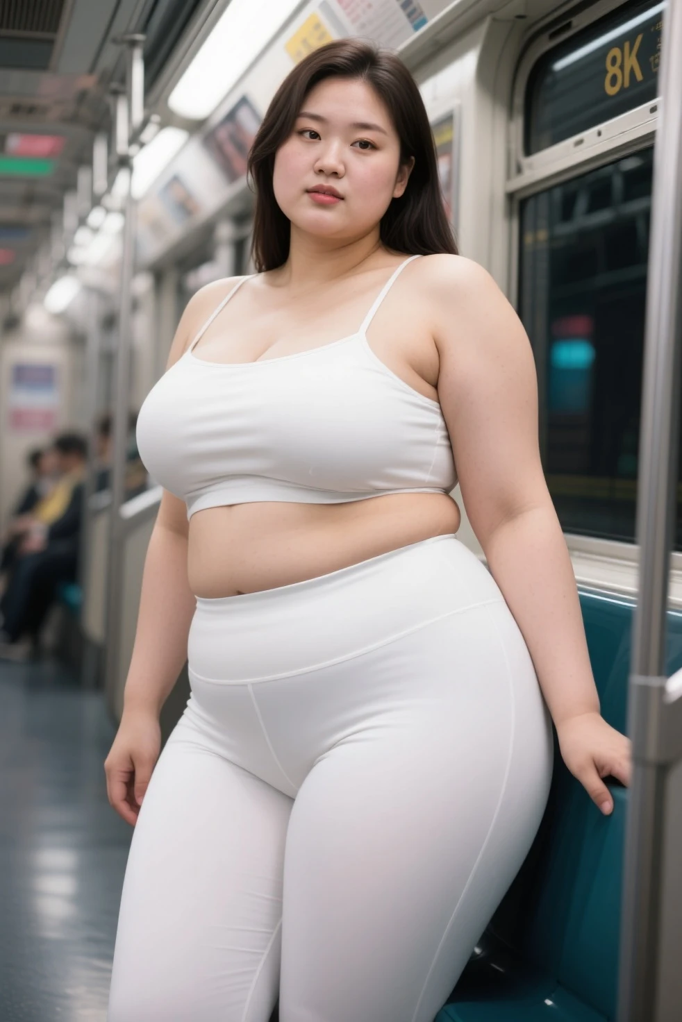 Sandara Park, her name is Akira, ultrarealistic, high quality, 1girl, ((25-year-old chubby asian woman)), ((25 years old)), (((curvy body))), SHORT BOB, pose: standing, wearing stylish fashionable Generation-Z modern wear different colored, BACKGROUND: city