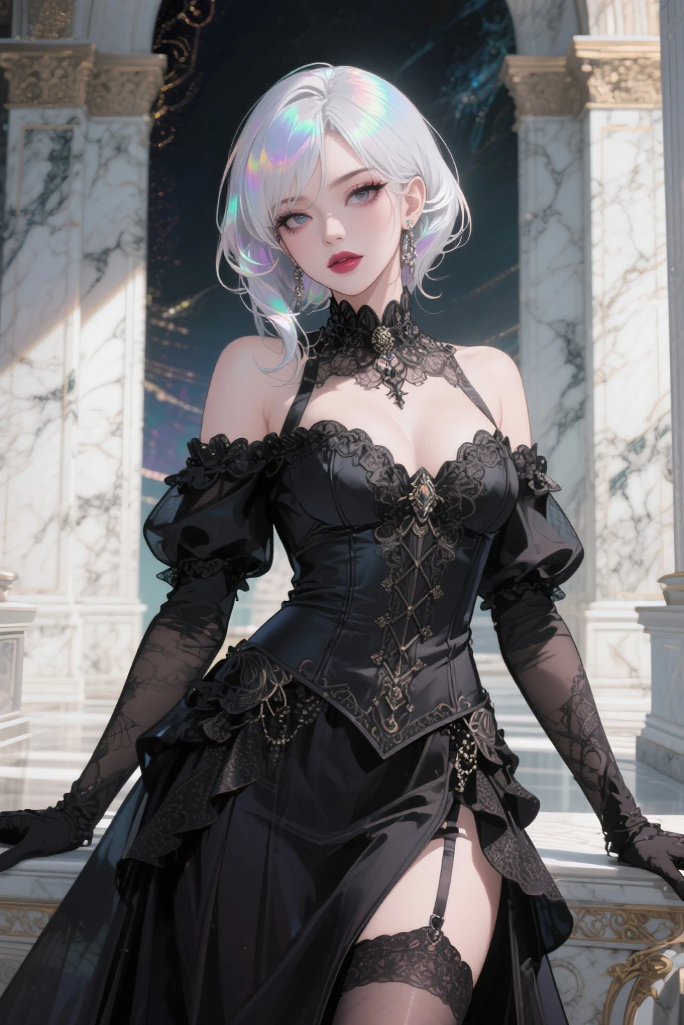 (super_beautiful_detailed masterpiece best_quality unity_8k_wallpaper highres absurdres background), depth of field, perfect lighting, cinematic shadows, moyou, BREAK
 (super_perfect_good anatomy head face fingers limbs arms hands legs, slender, constricted waist, hip thigh size:0.3), BREAK
 (super_beautiful_detailed 1girl body gigantic_long_sagging_breastss hair face expressive_kind_eyes nose mouth lips proportion skin slender), BREAK
 (super_beautiful_detailed black_dress bridal gloves decoration pattern bouquet), <lora:BlackBridal:1>,  BREAK
 smile, happiness, beautiful_proportion_angle scenery background pose match_bridal, solo