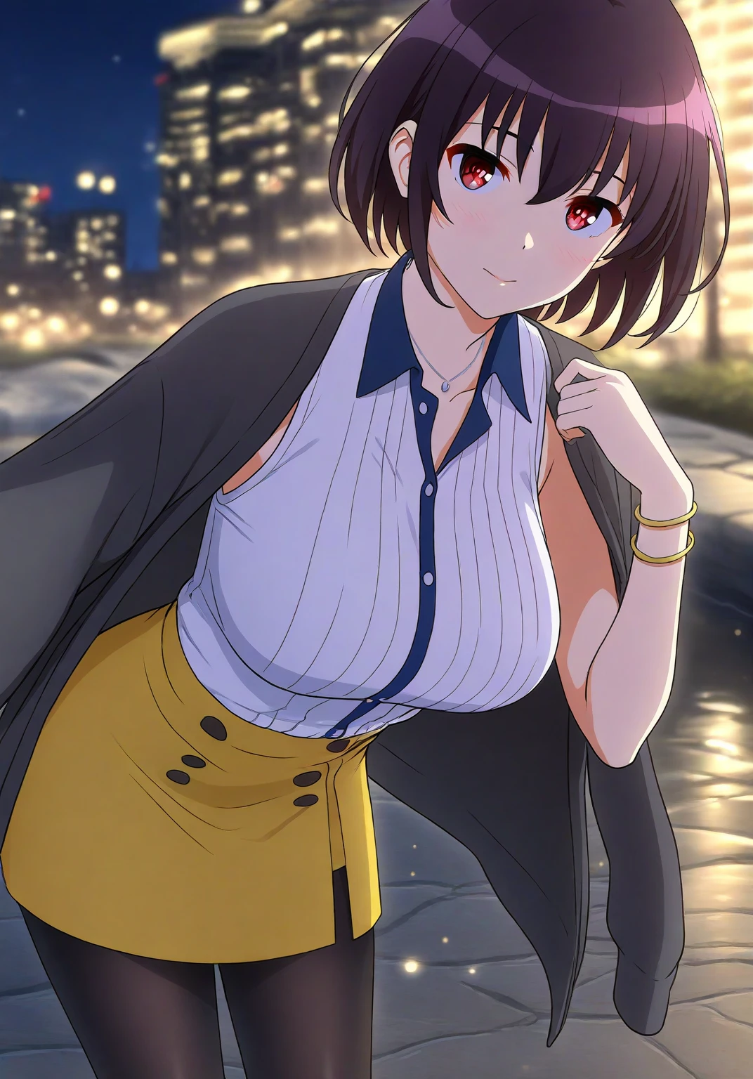 ((masterpiece)),((best quality)),ultra-detailed,illustratio,Explicit,nsfw,Beautiful body,Beautiful Nose,Beautiful character design,perfect eyes,perfect face,wallpaper,ultra highres,8K,photography,(Beautiful, large breasts:1.2),(beautiful face:1.2),(beautiful legs, perfect legs),full body,(meitantei conan \(style\), detecive conan \(style\), meitantei conan),shiny skin,anime screencap,looking at viewer,official style,Suzuki Sonoko,1girl,solo,Standing , blond hair, short hair, pouple eyes,Yukata, panties, bra, Ankle socks, white socks, :d, looking at viewer, big forehead,anime coloring, Night Market, fireworks display,outdoors, dark night,front hair, thigh exposure