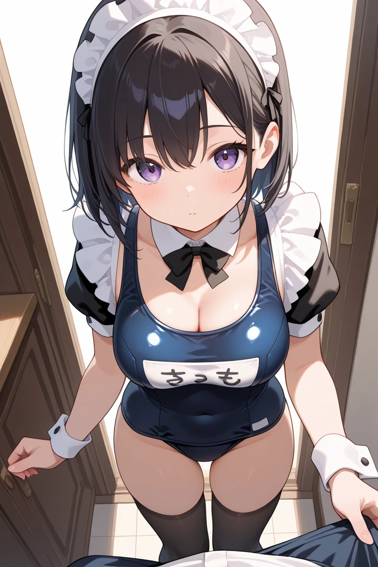 (masterpiece,best quality,very aesthetic),(ultra-detailed),super-fine illustration,high saturation,nsfw,1girl,(chibi,chibi Character of acrylic stand:1.4),10yo,curvy,large breasts,twintails,hair over one eye,black hair,(maid clothes,frilled skirt,maid apron),cheerful,happy,excited,sexy pose