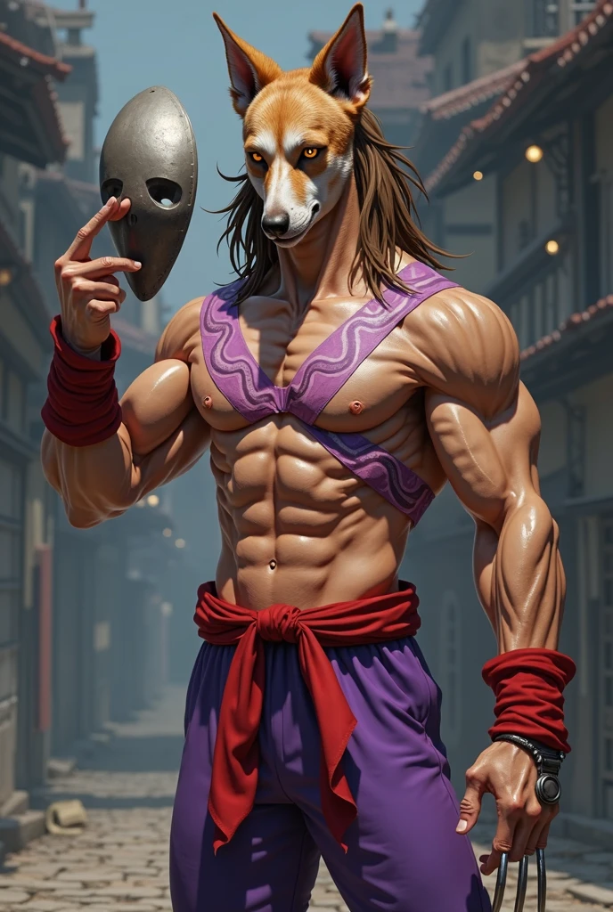 Super muscular adult boar beastman,(Wear a full uniform:1.7),Open your mouth and stick out your tongue,Surrounded by erect penises,(a large amount of semen on the face and body,:1.6),wrestling,(Deep Throat:1.2),(Nipple ring piercing:1.3),Cumshot from huge red and black erect penis,scrotum,(Masked:1.5),Brown fur,Black hair and beard,Handjob