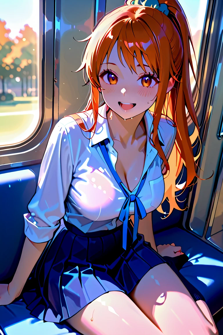 mastute piece,Best Quality,insanely detailed,8k cg,nsfw,
(shoot upper body:1.3),
(1girls:1.3),standing,looking at viewr,body in front,both arms behind back,(school uniform:1.3),(bare breasts:1.1),(bare nipples:1.1),
break,
blush,shy,(ecstasy face),(trembling:1.2),break,(light orange hair:1.2),
break,
perfect breasts,perfect teats,(open mouth:0.9),(large breasts:1.2),
(inside train)、