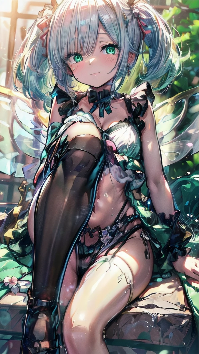 green hair pixie milf with butterfly wings