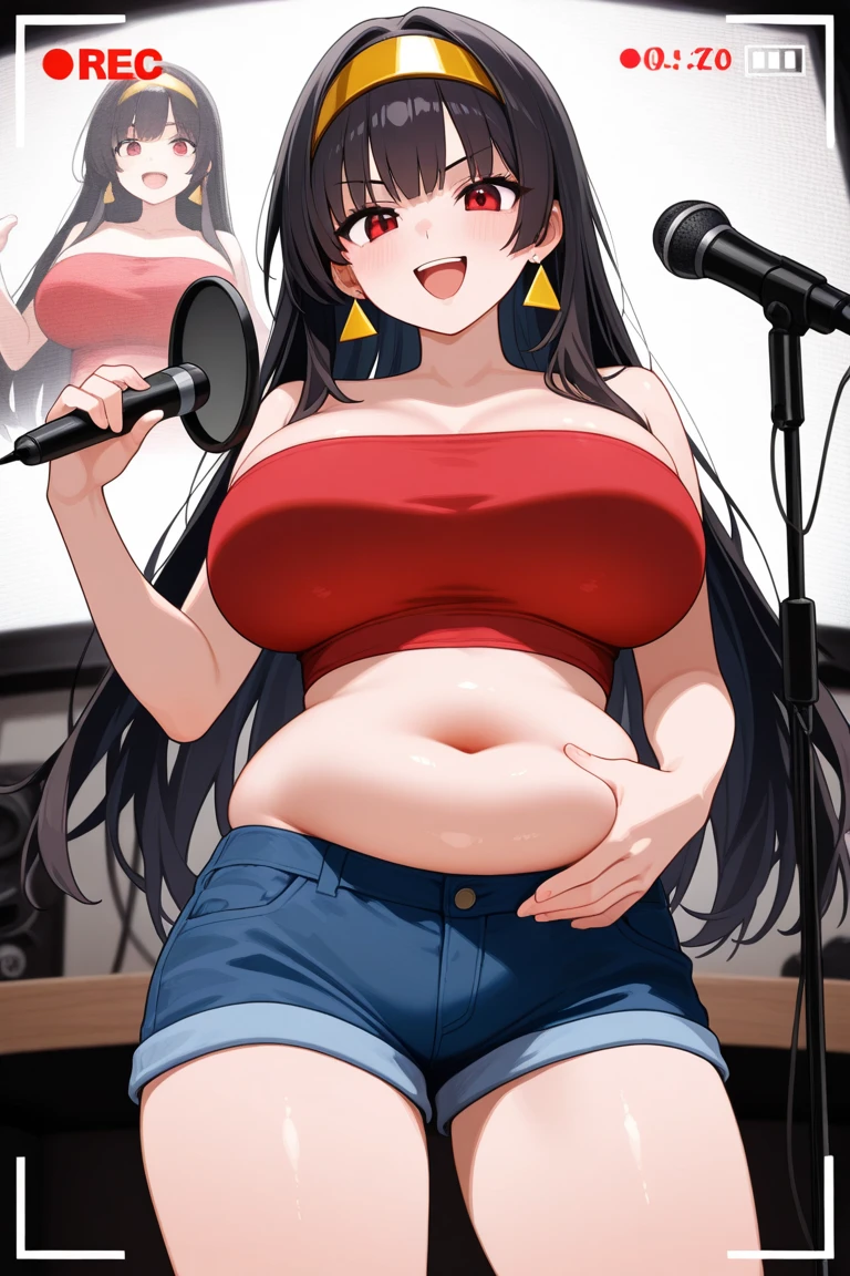 Absurd resolution、hight resolution、(​masterpiece:1.4)、ultra-detailliert、femele、(Black hair、(()、、Stockings、、、、、,One Woman,fullnude、(((fullnude)))、、Pregnant woman with huge boobs、concert、stage、sings、selfee、(((toppless)))、((((Black panties))))
