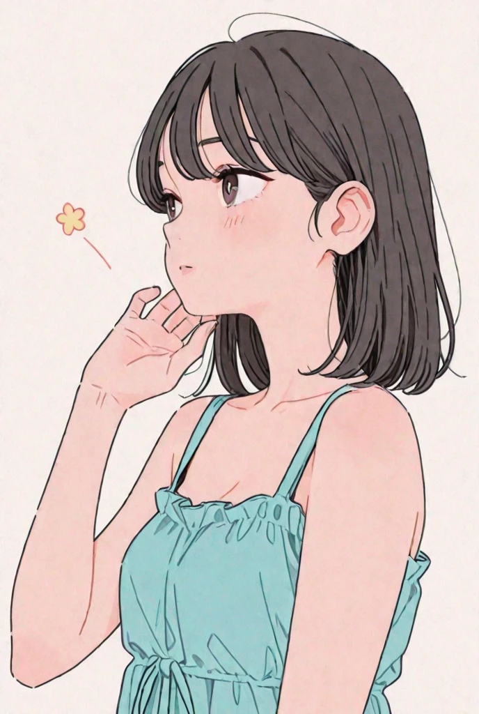 sketch style, girl, cute、Upper body、student、spring