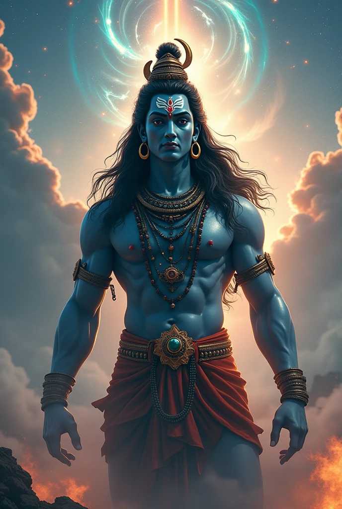 God shiva with Indian flag