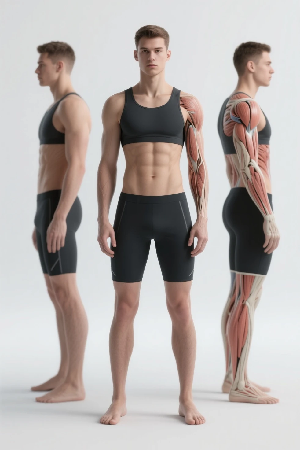make a student boy, 1 skinny body and 1 muscle body and handsome with body v tapper
