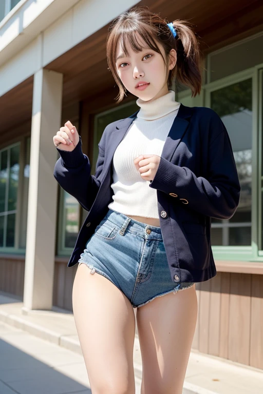 Costumes that change every time,((Never take off your underwear:1.4))((best qualtiy, 8K, tmasterpiece:1.3)), sharp:1.2, Perfect figure beautiful woman:1.4, Slim abs:1.2, ((Beautiful hairstyles, huge udder:1.2)), (Costumes that change every time：1.5），（Street：1.2），(((Pull up your skirt,  With their own hands.：1.5)))，Highly detailed facial and skin texture，A detailed eye，二重まぶた，A sideways glance at the camera，Change the color of pants with one image.,Sweet smile,((The woman in the back is wearing a skirt:1.4))