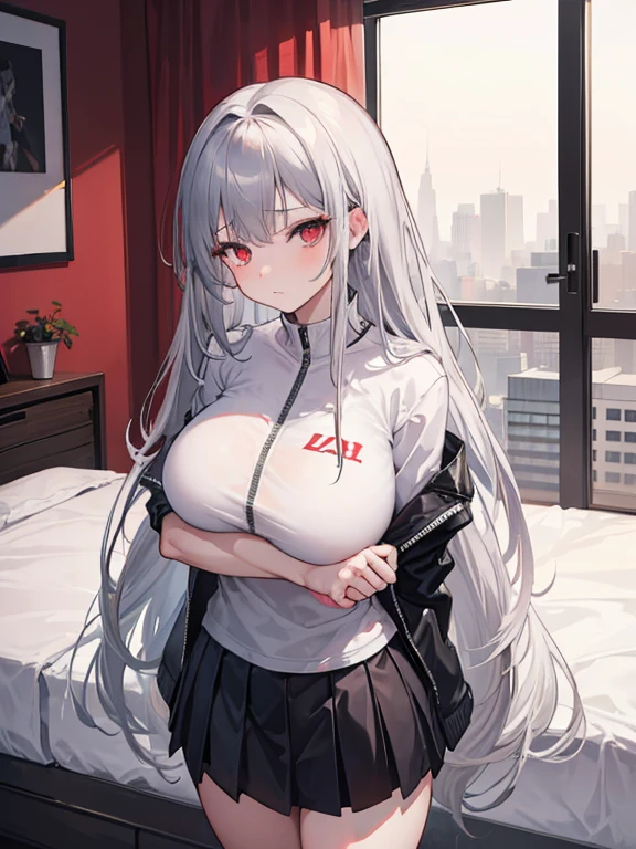 1 girl, Medium chest, Star-studded eyes, (8K, RAW photos, High sensitivity, best quality, masterpiece, Ultra high resolution, realism: 1.25), blush, (Very Detailed CG Unity 8K Wallpaper, best quality, high resolution: 1.2), (Extremists_detailed, Ultra HD: 1.2), Perfect lighting, Unique, (1 girl: 1.4), (pretty girl: 1.2), Unreal Engine, Side Light, White hair, Fox ears, Purple Eyes, Perfect face, Delicate face, Perfect body, beautiful eyes, Pretty Face, (Bright skin: 1.4), Idol, (whole body), Red T-shirt, transparent,
