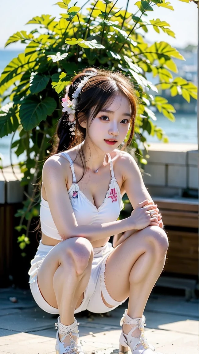8k、RAW Photos、highest quality、Super detailed、Super Resolution、Ultra HD、8k wallpaper、Amazing details 1 girl, university student, cheer leading, sports meeting, wearing cheer leading dress, School grounds, Happy

((((Panties and bra are visible))))