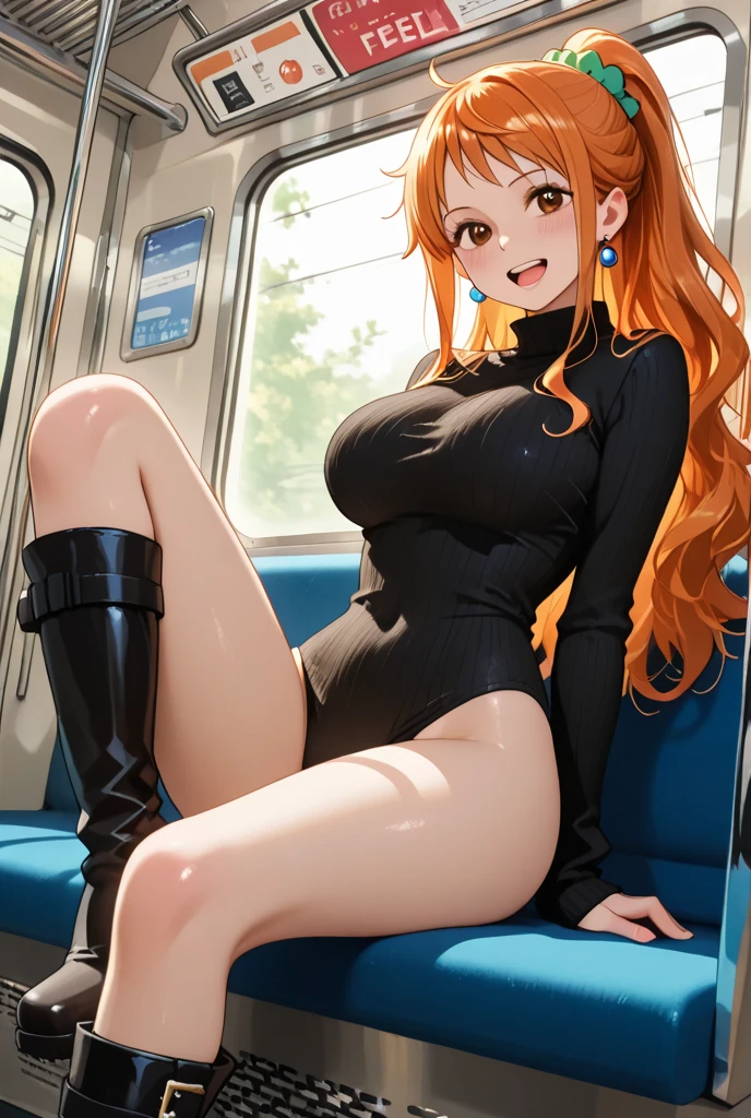 (masterpiece, best quality:1.4), ultra-detailed, finely detailed, intricate details, smooth lighting, (depth of field, cowboy shot), realistic, perfect female form, flirty, teasing, stewardess, standing, (perfect face, detailed face), pink lips, glossy lips, eyeliner, blush, makeup, (expressive eyes), (red hair, curly hair), (natural breasts, cleavage), curvy body, enchanting smile, (stewardess uniform, leotard, bare legs, no skirt), (pilot cap), (airport, lounge), matching boots, diffraction spikes, light particles