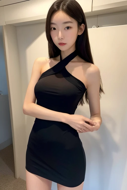wearing black dress的阿拉菲德女人在楼梯上摆姿势, sexy dress, Gorgeous young korean woman, 美丽的korean woman, Wearing a black tight dress, korean girl, full-body xianxia, wearing black dress, Gorgeous Chinese model, Korean female fashion model, black skirt, Revealing stylish dress, Beautiful young korean woman, very sexy outfit, korean woman,((pantyhose)),Ray tracing