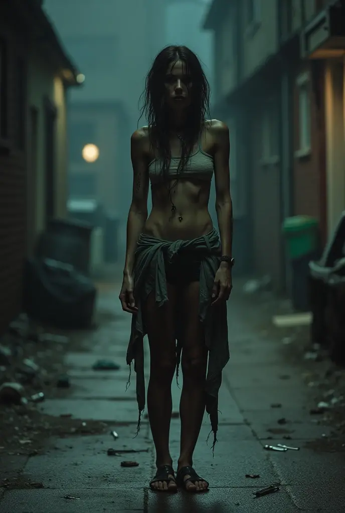 (((Elle Graham:1.5))), (((15yo:1.3))) cute teenager, cute, (((young face:1.3))), (((adolescent body proportions:1.3))), youthful appearance, ((tight hair bun:1.1)), small perfect breasts, flat chested, slim figure, skinny, runner's body, narrow hips, thin lips, narrow lips, with a terrified expression, totally nude, (exposed breasts), realistic nipples, anatomically correct nipples, (vagina), artful nudity, (full frontal nudity), (highdetailskin:1.2), 8K UHD, Digital SLR, Soft lighting, High quality, Fujifilm XT3, perfect figure beautiful woman:1.4, Slim abs:1.1, RAW photo. Full body view, (with the word "$20 anything" written on her chest), saliva, sweating, on the street in a ghetto neighborhood at night, trash and garbage everywhere, standing, standing obediently, ((standing at attention)), spreading her legs, lying down, on her knees, (bending over), ((dancing)), action, playful, frolicking, motion, teasing, confident. Various poses, cowboy shot.