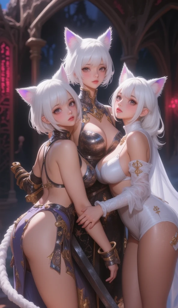 Cat Girl Beauty Big Tits White Liquid Open Legs Long Hair White Hair Bikini Ecstatic Pleasure Shame Tragic Tanga Prom Dress Tail Maid Feather Twins Sisters Parent and Child