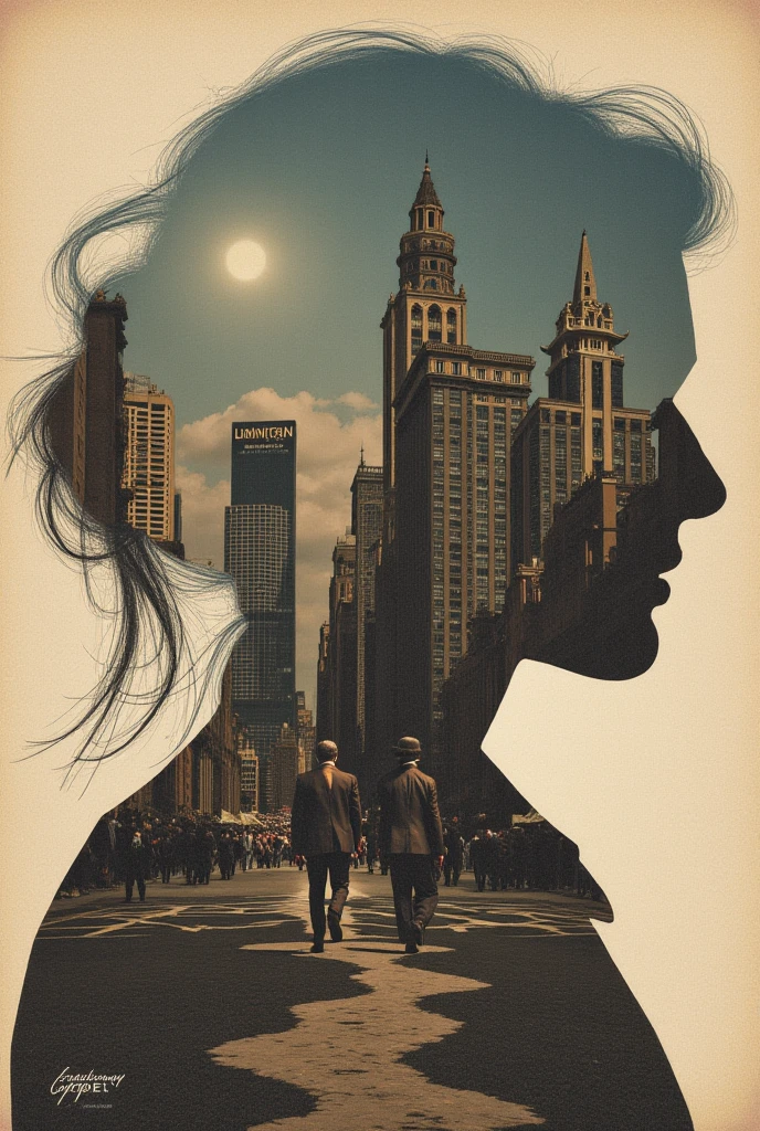 black and white double exposure, manhattan, RoxieCipher smoking a (smkingdang-step-220:1.1), surrealism, nautilus, 1950s, jean-luc godard , french new wave 