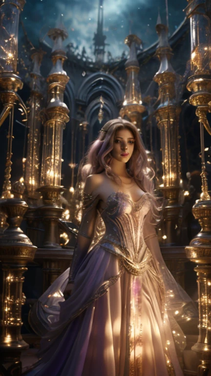 Targaryen princess with platinum hair and purple eyes in stunning purple dress