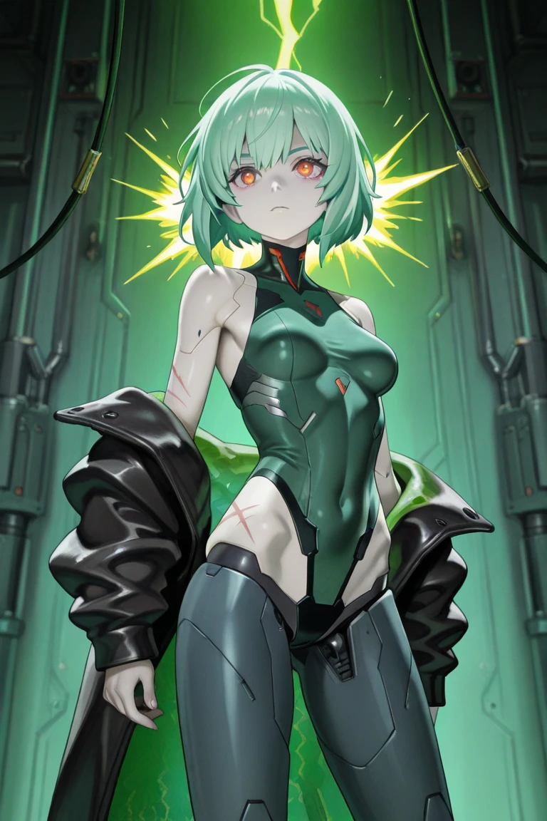 long hair of seven colors,black eye,yellow green gradient futuristic tights combat suit,daughter,HD Graphics,Two-dimensional space,Bier Gestures,air bangs,