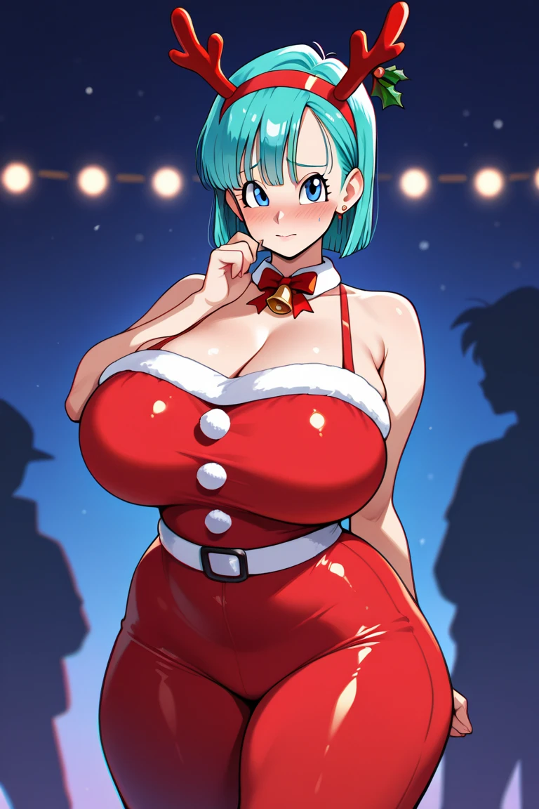 Santa costume,Swimwear,Big Breasts,Pregnant women,Pregnant belly,Multiple births,Blue Hair,Bobcut
