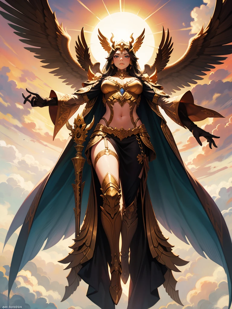 Brown skin Beautiful War Goddess High leg Angel's wing Gal Angel Lewdな顔 Vulgar tattoos Lewd