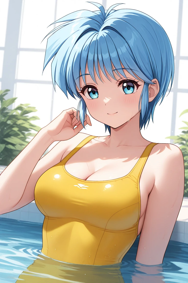 (cel anime:1.3)、(super fine illustration:1.3)、(masterpiece:1.3)、(best quality:1.3)、ultra detailed、High resolution、(depth of fields)、(Detailed eye)、(detailed facial features)、(Detailed fingers)、(detailed clothes features)、HDR、8K、skin tightening、(shinny skin)、landscapes、lovely、(paw pose:1.4)、(upper body:1.3)、(dynamic composition)、1 woman、Japanese、28 years old、(light Blue fox tail:1.5)、(light Blue pixie cut:1.3)、(light Blue fox ears:1.3)、hair blowing in wind、Looking away、(Happy smile)、(bustier:1.4)、(panties:1.4)、sagging breasts、breasts apart、 Shine with colored light、(magic hour poolside, Infinity pool on the coast.)、