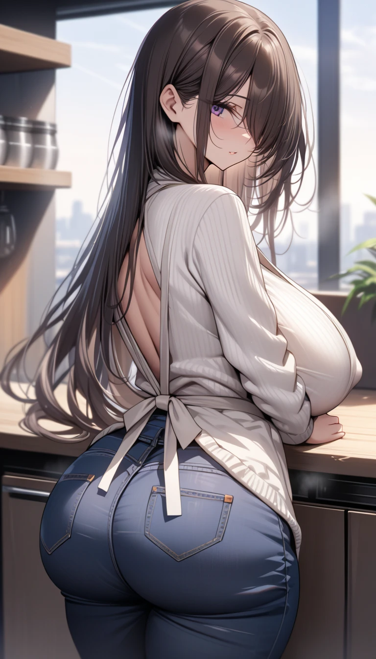 1 girl, solo, full body, ass on glass. Spreading ass. masterpiece, best quality, 1 girl, solo, teen, huge breasts, (huge breasts: 1.8), standing,