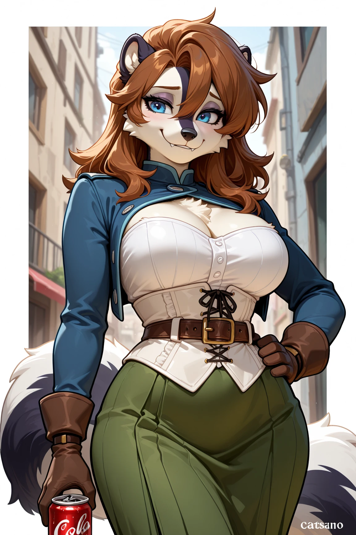 By personalami. ((Masterpieces)). Best quality. Beautiful cute Furry lynx, big breasts, big ass, shameless pose, shameless clothes. Long puffy tail. Long puffy fur.