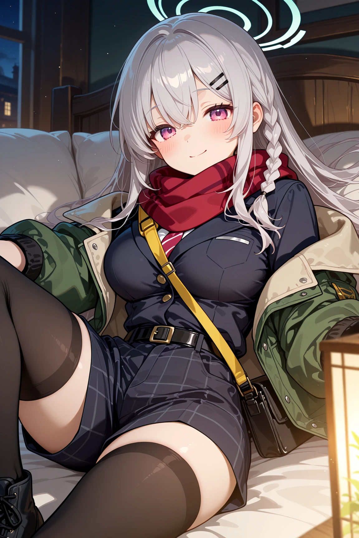 BREAK Perfect Anatomy、(High resolution:1.2)、Incredible illustrations、(Cute illustrations:1.2)、(nsfw)(cinematic angle,ceiling,solo focus,)
(Beautiful background(sleeper train suite interior))
1girl((male focus,tom girl)(a girl, 1.7meters, 45kg,,dark skin:1.6,green eyes,silver hair,hair over one eye,long french braid,lipstick:1.2)(light smile)(netorare、on the bed)
(tyrolean hat,rail road man's coat,Vest jacket with lines,silk sexy lingerie,lace up stockings,high slit long tight skirt,workman's boots)(repe:1.4)