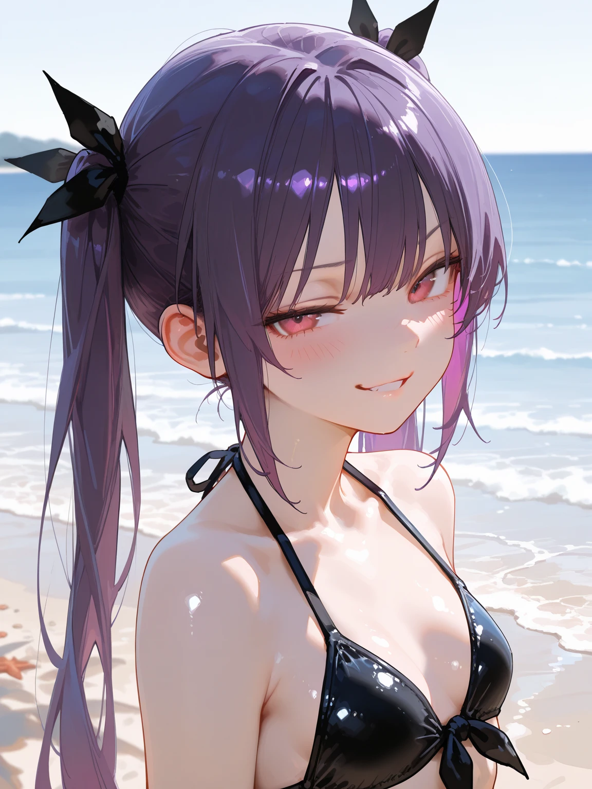 Old body portrait of a beautiful girl、Delicate、detaileds、masterpiece、Real Stick、3D background、Backgrounds with depth、Realistically exaggerate changes in material texture、Exaggeration of gloss、The best transcendental virtuosity、twin tails、pink hair color、swimsuit、bikini