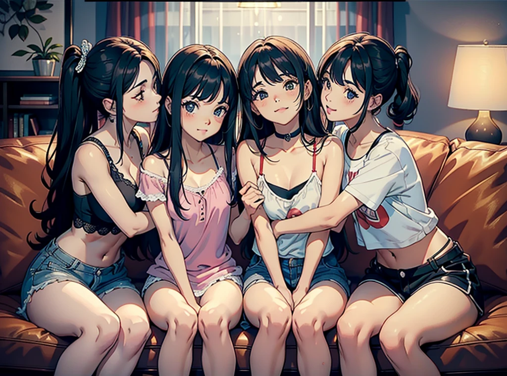 (superflat, flat shading, flat colors:1.1), (3girls:1.4), (locker room), asian girls, young teen, (school uniform) , slim, small breast, dark hair, ((looking over a shoulder:1.4)), white panties, (mini skirt:1.1), (low angle:1.3). minimal detailing, limited vibrant color palette, serene expressions, peaceful introspection, subtle washes of pastel colors, modern Nordic design, understated elegance, simplicity and purity, tranquil atmosphere, digital painting, ultra fine, (no panties:1.4), sitting, (spread legs:1.3), (pubic hair:1.4)