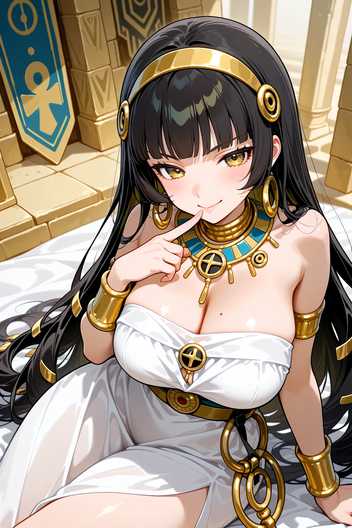 ((Highest quality)), ((masterpiece)), (detailed), One Beautiful Cleopatra, sexy,Celtic,pyramid,Throne Chair,Reaching out here