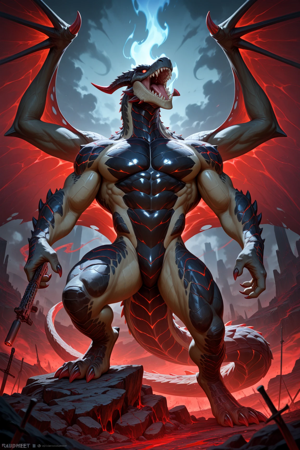 dragon(deathwing). muscular, male, because background, ultra correct anatomy, Detailed crotch, High quality, 4K, 8K. Black speedo. Nice huge bulge. Nice Sunlight. VerySexy manly pose. Standing. Teasing seductively. Flexing seductively.

information
