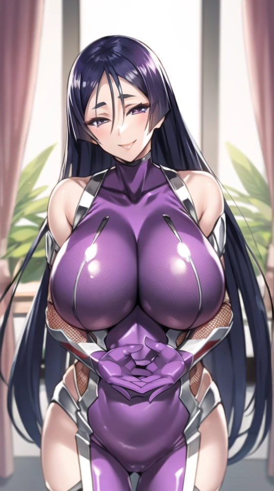 (high quality, 8k, 4K, high contrast, artwork:1.2, high quality, best aesthetics), (dynamic angle), ((1 woman)), erotic, sensual, mature body, super detailed, beautiful face detailed, beautiful eyes detailed, detailed beautiful mouth, sexy body, perfect breats, perfect wide thighs, dark skin, dark black hair, dark brown eyes, long black hair, straight black hair, elf ears, purple sexy medieval armor, black thong panties, exposed thighs, exposed belly, cleavage, looking at the viewer, centered.