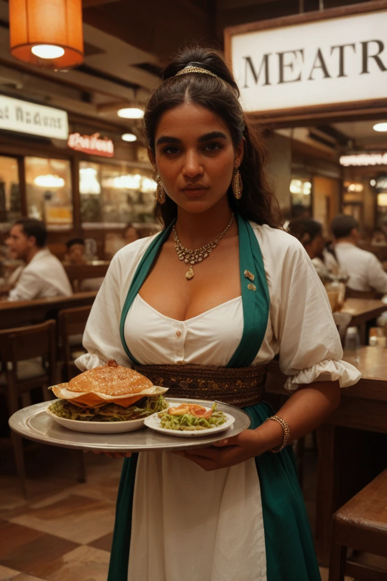 Place her in a bustling food market or gourmet restaurant, surrounded by tantalizing aromas and delicious cuisine. She wears chef-inspired fashion, exploring culinary delights and sharing her passion for food with her audience.