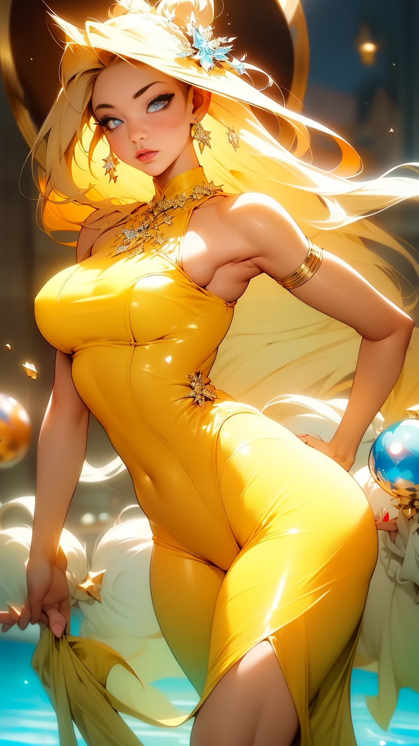 masterpiece: 1.2, best quality), realistic, (real image, intricate details, depth of field), (1girl, solo), makeup, split lips, highly detailed, perfect face,
(huge breasts:1.6), (skin dentition), thick thighs, wide hips, small waist, tall and huge ass
blonde hair, wearing micro bikini, lots of skin on display, sexy, dye, seductive, cleavage, high heels, ear fox, tail fox