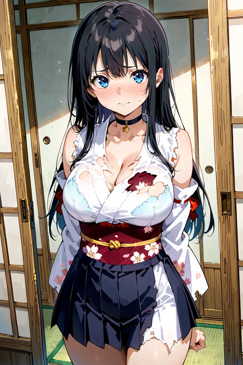1girl kimono boob