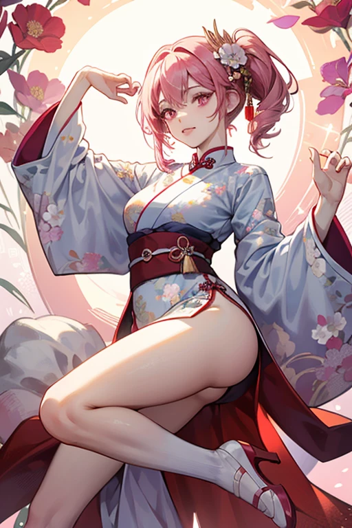 (masutepiece), (Best Quality), (Ultra-delicate image quality)、High resolution、(disheveled hair),(Illustration), (1girl in),(10yaers old,child),Japnese idol,Smile, (magical little girl),(affect),(Open chest:1.5),Fashion Model, Looking at Viewer, (interview),magic wands, (Magic City),Beautiful detailed eyes, Delicate beautiful face, floating,(High color saturation),(Colorful splashes),(Shining), Focus on Face,Ahoge, kamisato ayaka, Light pink hair, hair rings,Short hair, (Shining), The best lighting, Best Shadow、(Cameltoe:1.7)、、(life-likeｵﾏﾝｺThe shape of the:1.5 expansion),Bald legs、(White panties),(The nipple is visible:1.4),(ｵﾏﾝｺis open:1.2)