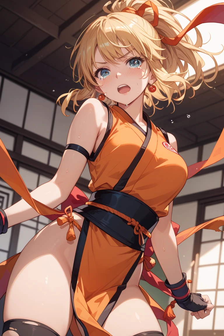 (Very detailed),Mid-chest, Detailed hands, Sailor Venus,I'm injured、On one knee、(((Crippling)))、(((Her costume is torn and her skin is showing)))、Bleeding、enduring pain、(((Hands tied)))、(((He is in agony after receiving a fierce attack from the enemy.)))、(((Being tied up with rope)))、(((I've been punched in the stomach)))