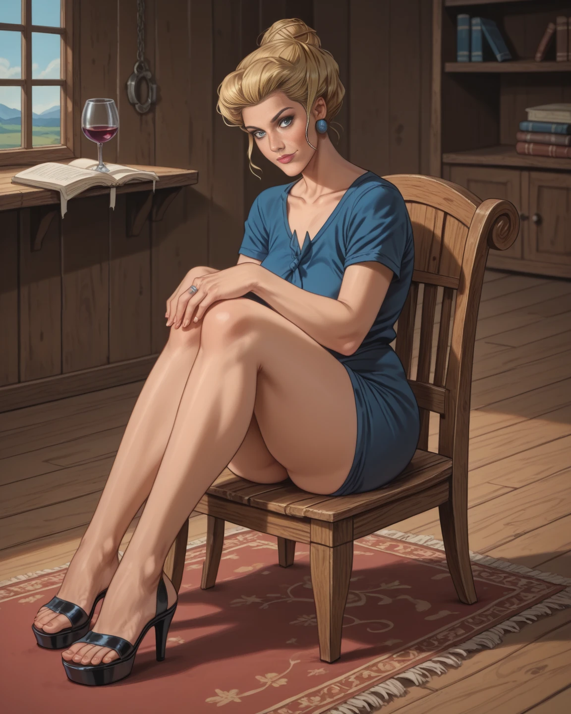 (A high resolution, hyper realism, Best quality, photo Realistic),(Portrait ,Character) Marilyn Monroe,  (Fine, detailed facial features:1.1),The image is (Exceptional quality:1.2),   Create an (true to life:1.37) .cinematic lighting， (Natural:1.1), Emphasize the contours of her face，details in fingers, adding depth to the overall composition. This artwork captures the beauty and elegance of a ager,, pin-up girl in naked Sitting sideways, full body shot, high heel,shining skin, wet skin , sexy pose, , realist detail , detailed in face, uniformly staged images, light red and blue, range rcore, American scene painting, calendar girls, masterpiece art work, 8k,