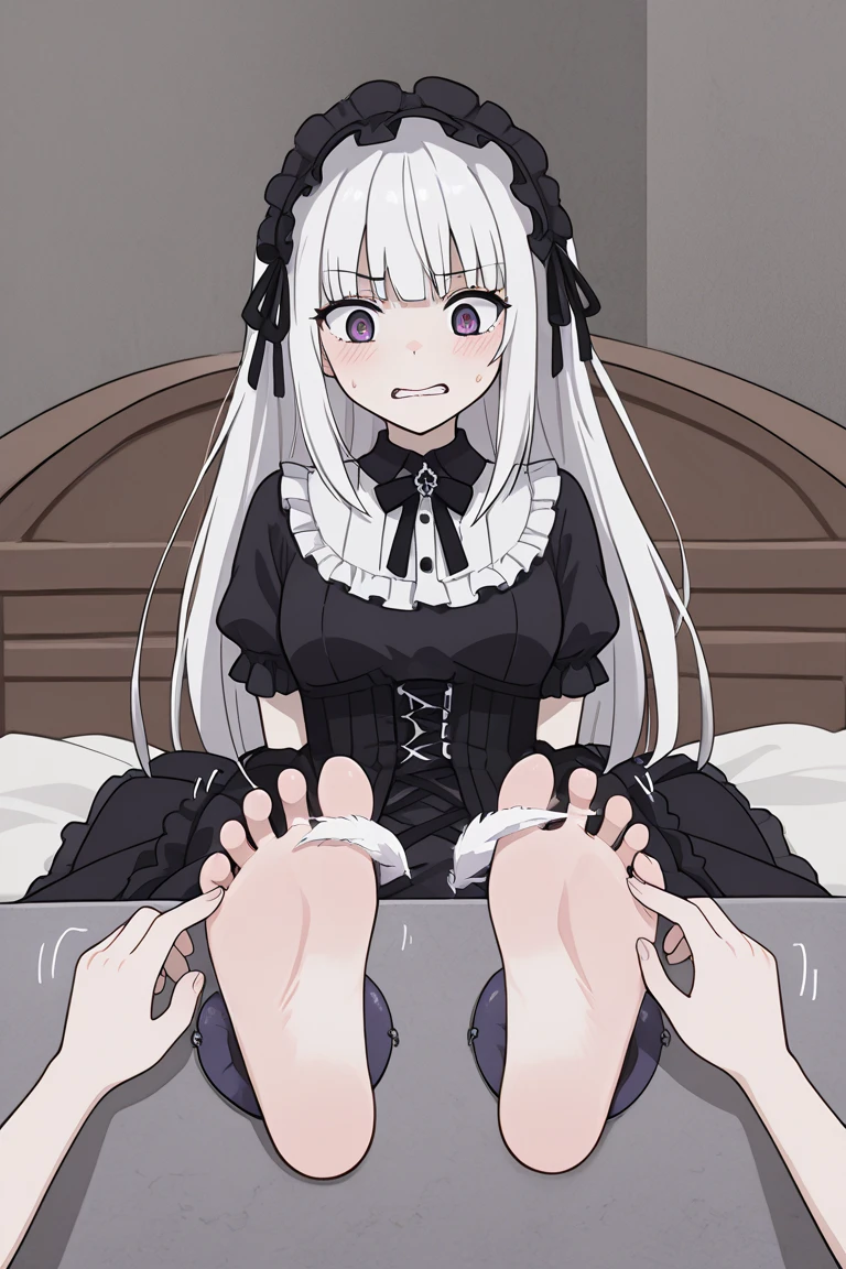 the wall photo have a girl portrait,in photo,pov,feetbox,toe spread,only head,box,soles,nora cat,photo,white hair, <lora:noracatV2:1> <lora:toe_spread_lora_v2023-02-12_01:0.6> <lora:feetbox_v10:0.8>