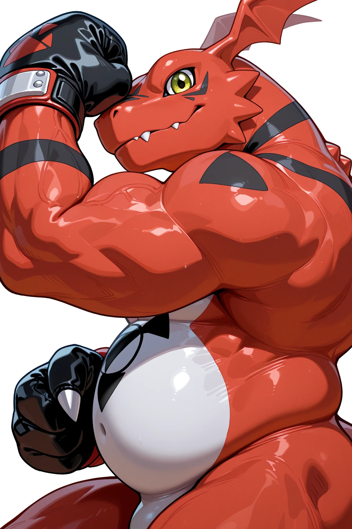 bright red colored bara shark, white countershade, red skin, large plump hairy pecs, strong physique, tribal tattoos, scarlet samurai hair in ponytail, cyan colored eyes, black sclera, very muscular, perfect anatomy, scars on body,nipple piercings, solo, masterpiece beard, strong jaw, thick thighs, giant biceps, muscular, smirking, smug expression, shark tail, from above view, bird's eye view, small airplane in background, standing in city, wide shot, macro, extremely tall, incredibly huge, insane height, in tiny city, two point perspective, from below view, wearing thong, grin, amazing shading, full body, detailed hands, detailed eyes, detailed face, detailed arms,anthro, muscular, abs, (detailed:1.5), male, detailed background, by meesh, by darkgem, by sligarthetiger, by zackary911, by nightterror, spreading legs, detailed musculature